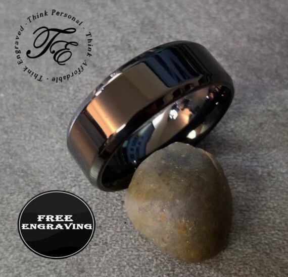 Personalized Men's Promise Ring Black Beveled Engraved Etsy