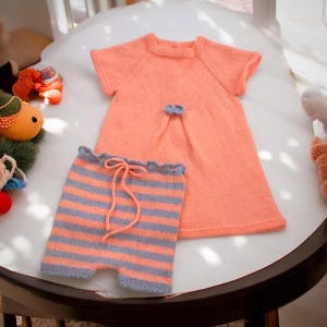 Knitting Pattern #18 &quot;BABY SHORTS&quot; by KandleCrafts .Size:6-9 months .Detailed description with photo tutorial.Overalls,Diaper Cover,Romper