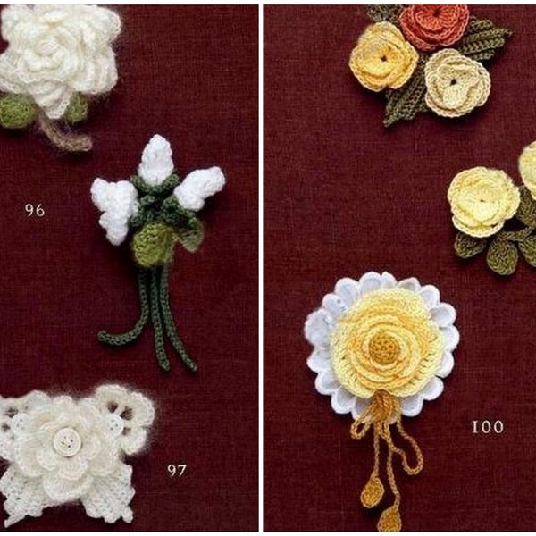 100 JAPANESE CROCHET PATTERN-“Crochet Rose Pattern”- Craft E-Book # 103.Instant Download Pdf file.