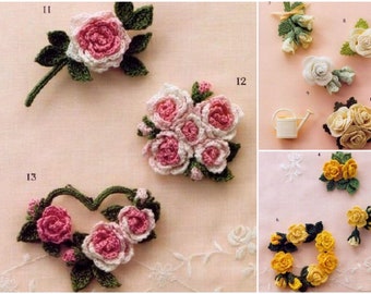 100 CROCHET FLOWER PATTERN-”Crochet English Garden-Craft E-Book # 90.Instant Download Pdf file.Crochet Rose,Tulip,Bouquet,Flower Composition