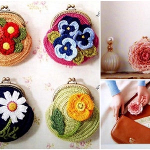 26 CROCHET POUCH PATTERN-“Flower Pouch”-Craft E-Book # 97.Instant Download Pdf file.