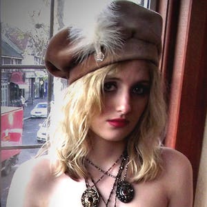 Little Queenie Rock ‘n’ Roll HIPPIE CHIC, Glitter Rock, Glam Rock, Velvet HAT BeretEaster Bonnet