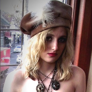Little Queenie’ Rock ‘n’ Roll HIPPIE CHIC, Glitter Rock, Glam Rock, Velvet HAT Beret Easter Bonnet