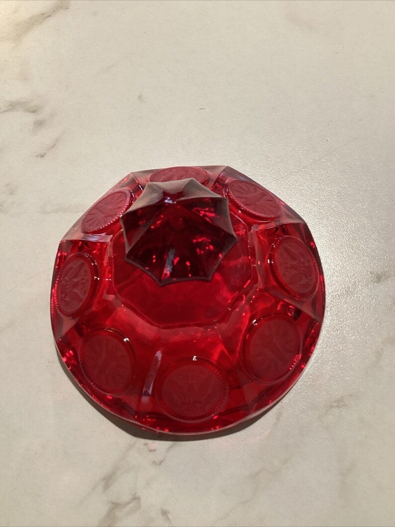 Vintage Fostoria Ruby Red Candy Dish Glass Pedestal With Lid Liberty