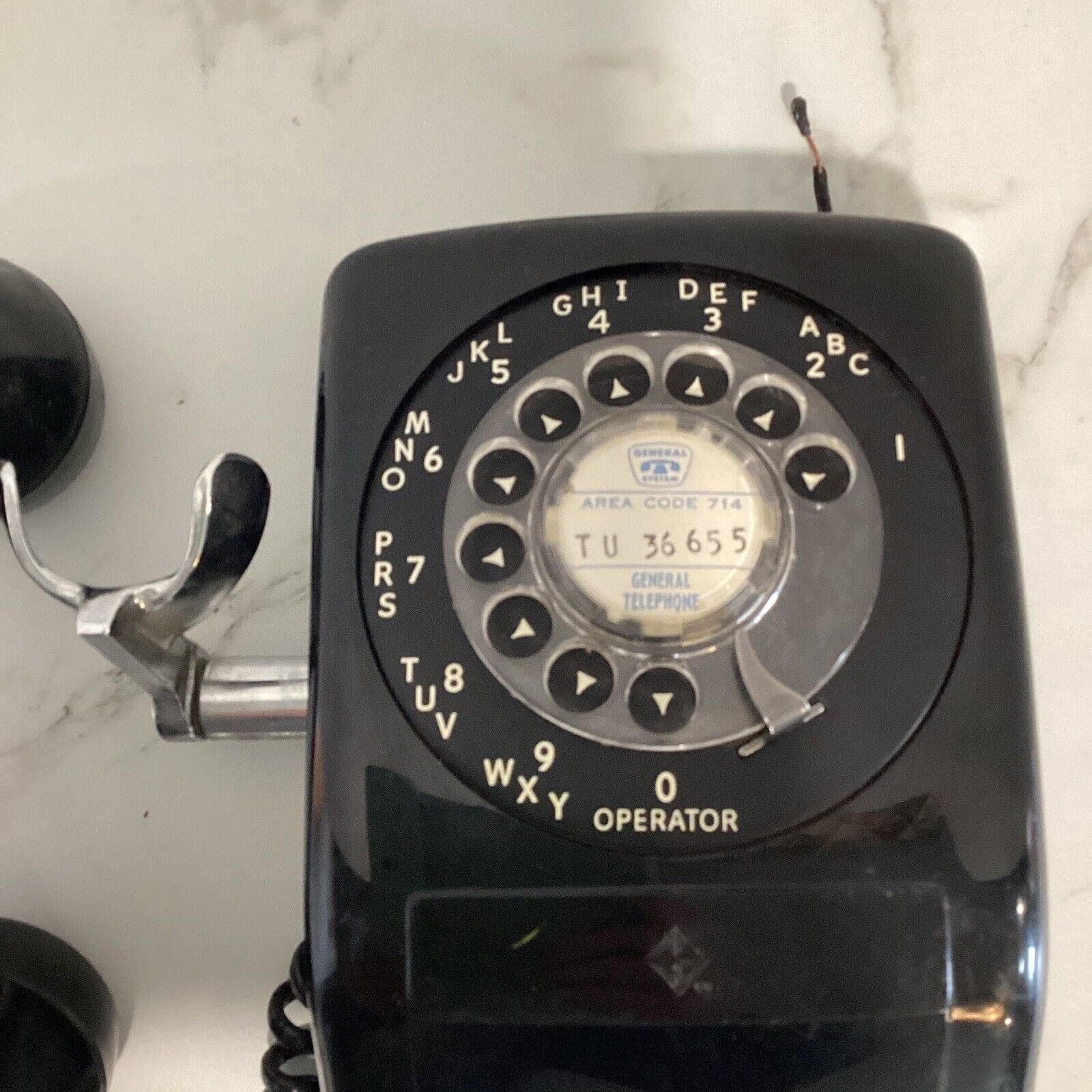 Vintage Automatic Electric Monophone Black Rotary Dial Wall Telephone