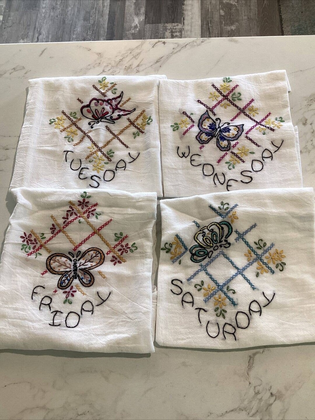 Set of 4 Embroidered Cheese Cloth Towels Handmade Etsy