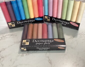 3 Decoupage Paper Pack 8 Sheets of 8" x 24" Solid Paper Each