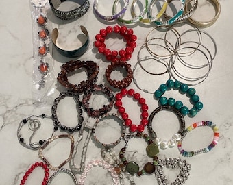 Lot Of 36 Bracelets Costume Jewelry