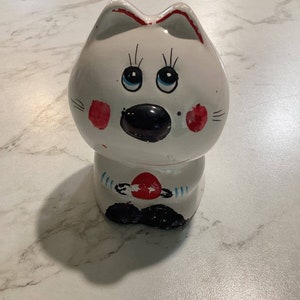 Cat Coin Bank Ceramic 5” Tall
