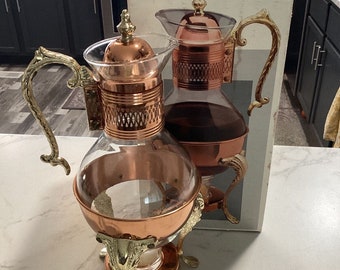 Vintage Leonard by Towle Copper and Brass Carafe Warmer No. 1923 W/ Box