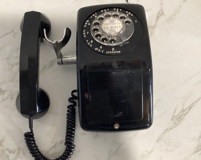 Vintage Automatic Electric Monophone Black Rotary Dial Wall Telephone