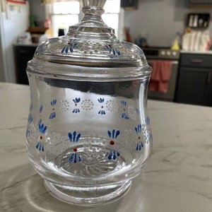 Vintage Glass Jar Hand painted With Lid