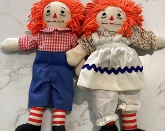 Vintage Raggedy Ann & Andy 14" Puppen