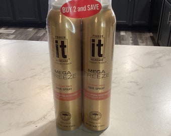 2Pk Hairspray Freeze It Mega Freeze with Optical Brightener 10oz Humidity Proof