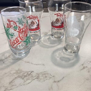 4 Vintage Coca-Cola Holiday Christmas Drinking Glasses
