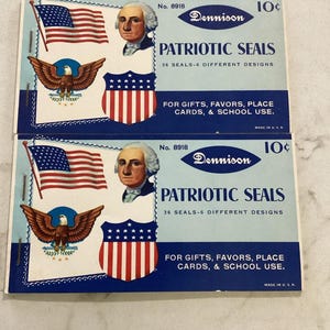 Vintage 50s Dennison 2 Packs Patriotic Seals Unused 36 Seals 6 Different Designs