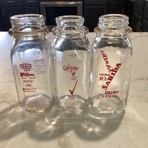 Vintage Half Pint Milk Bottles Lot Of 3