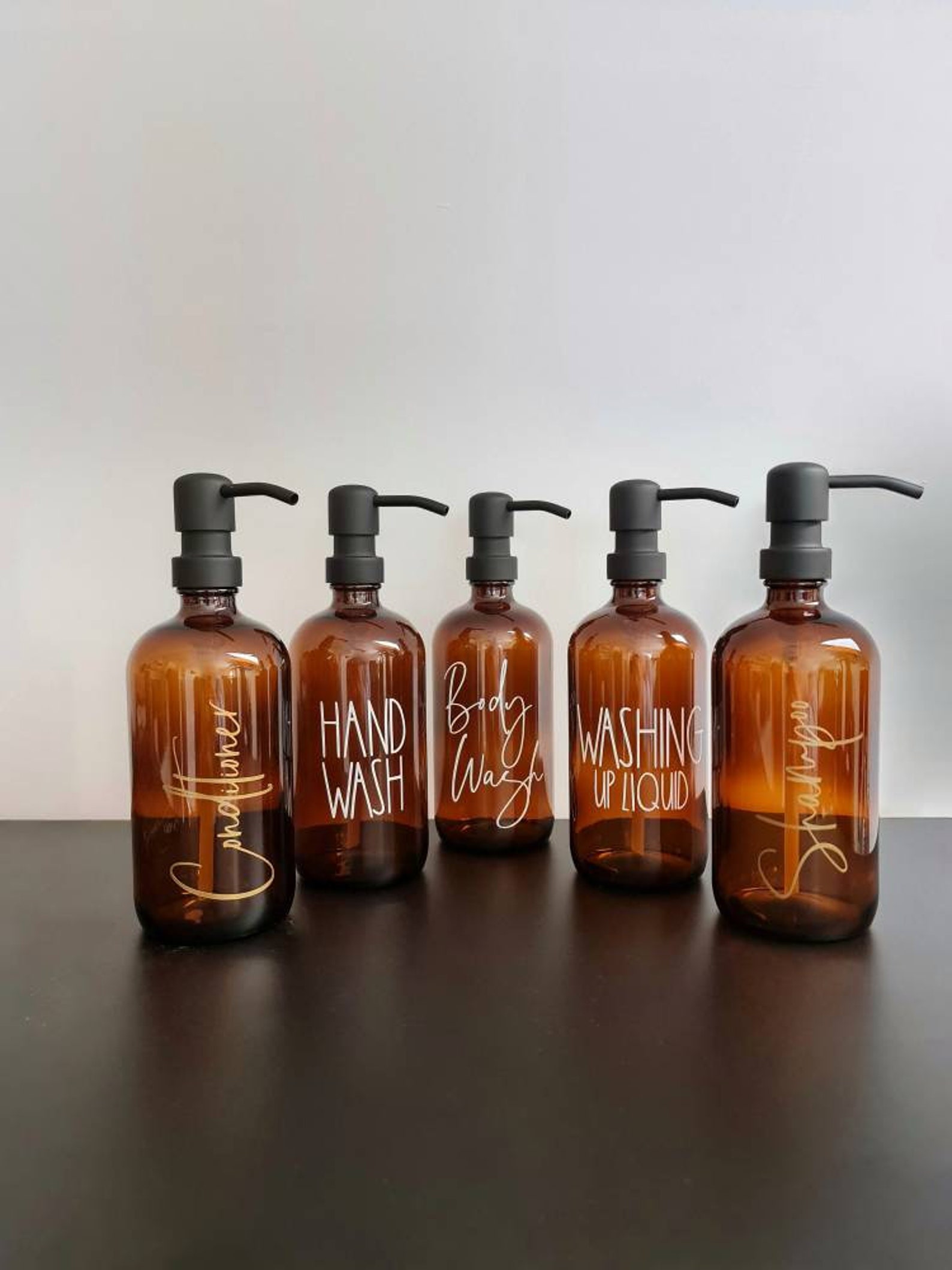 Set of 2 Reusable Bottles Hand Wash and Hand Soap Amber Etsy UK