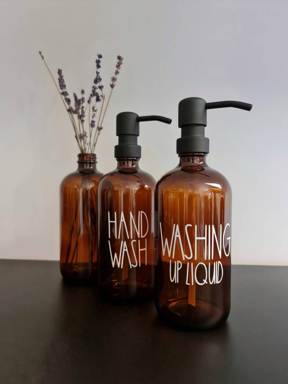 Set of 2 Reusable Bottles Hand Wash and Hand Soap Amber Etsy UK