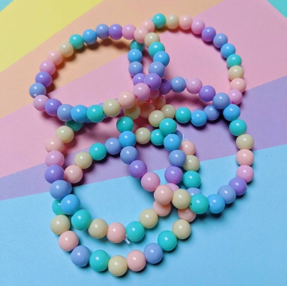 Pastel Rainbow Acrylic Bracelet. Beaded Kawaii Bracelet. | Etsy