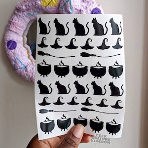 Witch spooky vinyl sticker sheet. Bullet journal stickers.