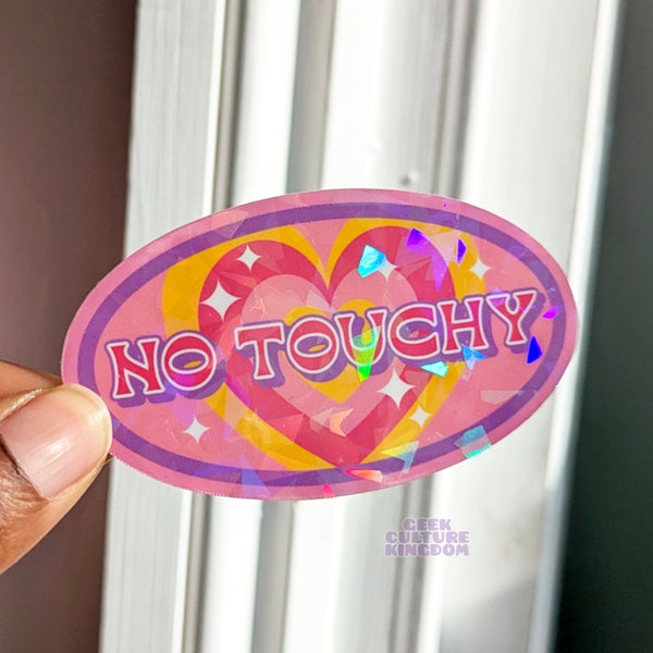 No touchy y2k holographic vinyl sticker