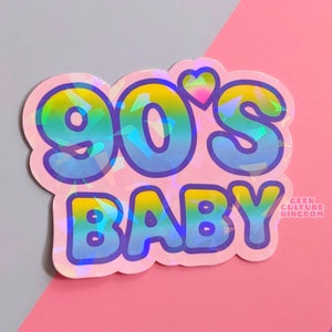 Sticker vinyle holographique nostalgique bébé des années 90