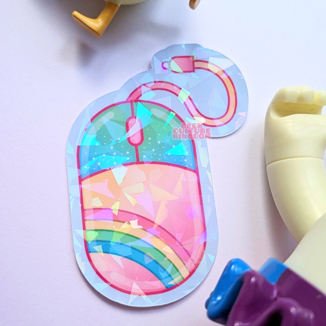 Pc Mouse Sticker PC Mouse Rainbow Sticker. Holographic Vinyl Sticker. - Etsy