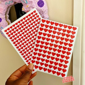 Red heart vinyl sticker sheet. Matte planner bullet journal stickers.