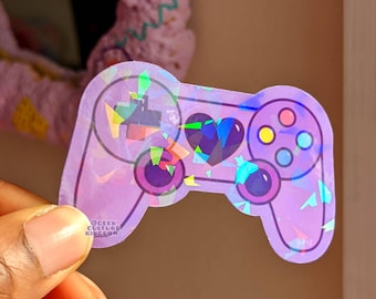 Gaming controller sticker. Gamer holographic glitter stickers.
