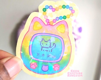 Pocket pet tama holographic vinyl sticker
