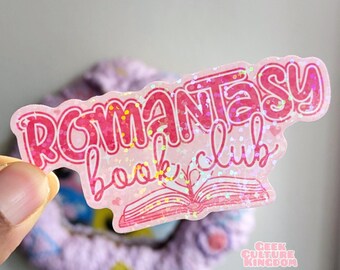 Vinylsticker Romantasy-boekenclub. Holografische Halloween-sticker.