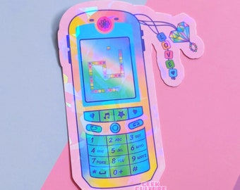 90s kid nostalgic cell phone holographic vinyl sticker