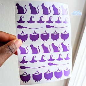 Witch themed spooky sticker sheet. Bullet journal stickers.
