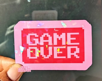 Adesivo in vinile olografico Game Over