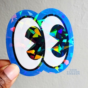 Retro cartoon eyes holographic vinyl sticker