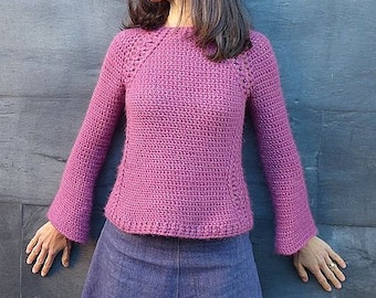 Patrón sweater EMMA crochet. Tallas M 38 a 40, L 42 a 44 y XL 46 a 48. PDF tutorial de ganchillo. Tejido sin costuras de arriba hacia abajo.