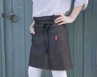 Denim Half Apron: Two Pocket Waist Apron for Crafting