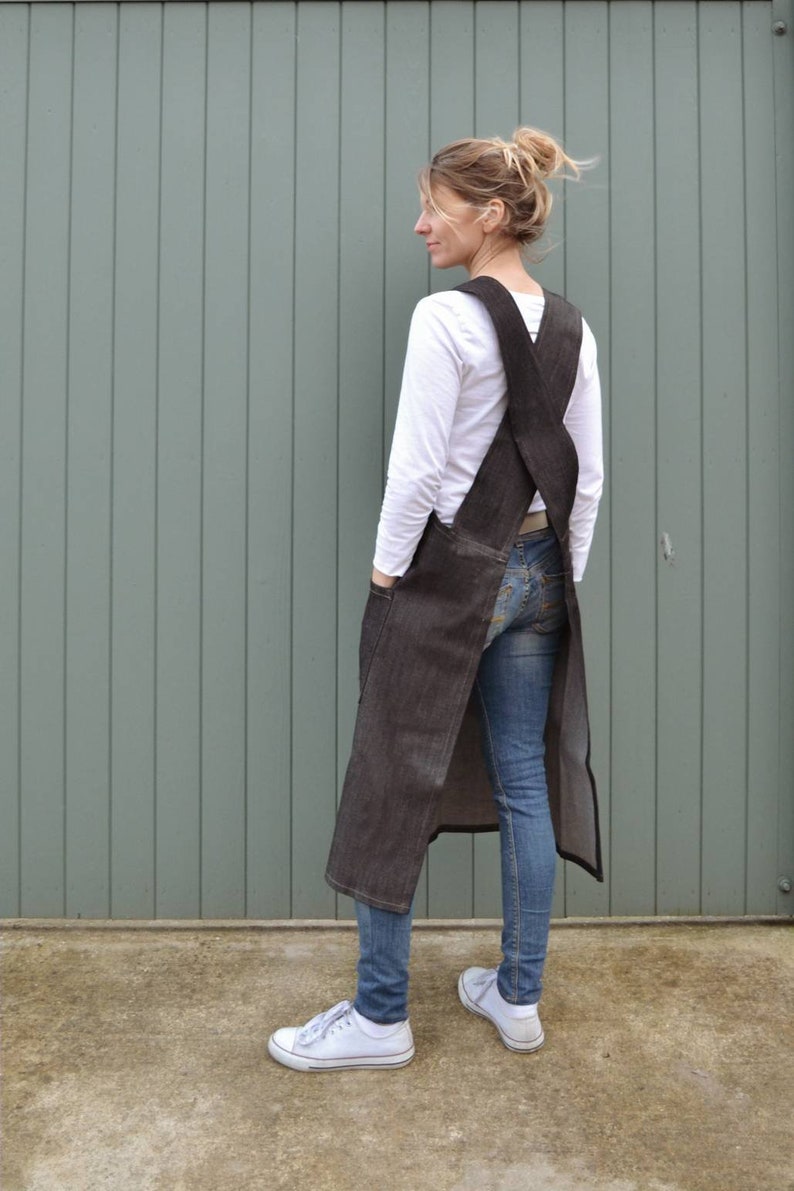 BARA Denim Japanese Apron Smock /dress With Crossover Back Etsy UK
