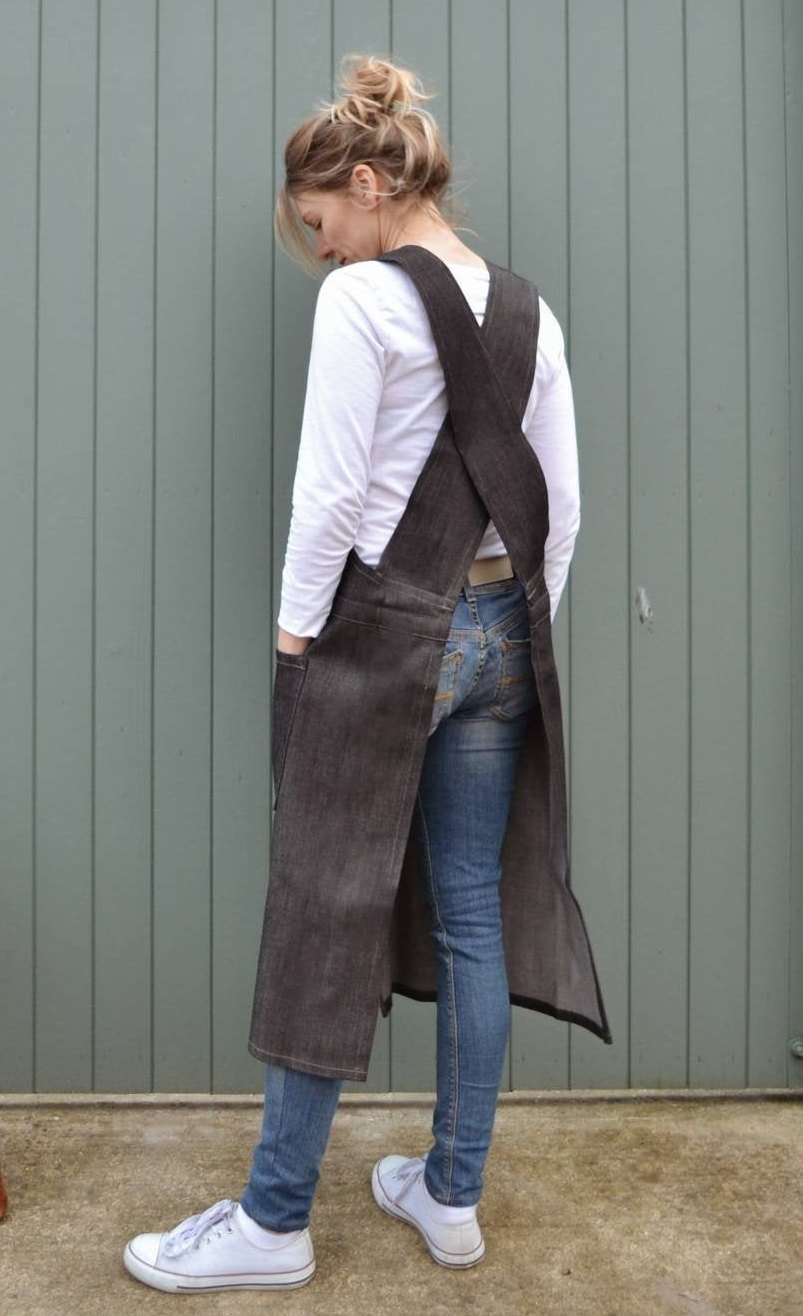 BARA Pottery Denim Japanese Apron Smock Dress With Crossover Etsy