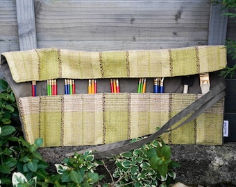 Handmade Corduroy Tool Roll: Artist Brush Organizer