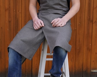 Handmade Denim Pottery Apron: Adjustable Split Leg Work Apron