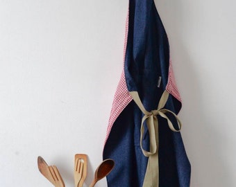 Handmade Denim Apron: Adjustable Neck, Unisex Lined Workwear
