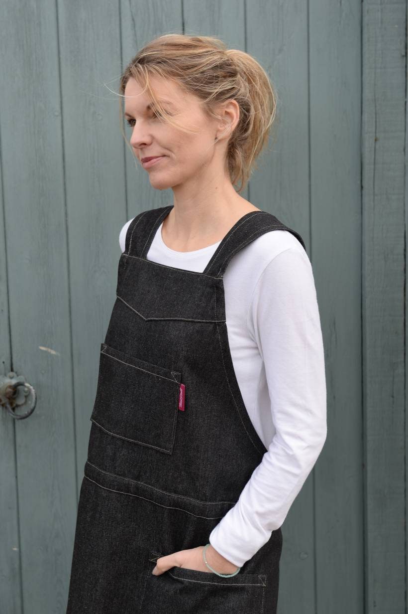 BARA Pottery Denim Japanese Apron Smock Dress With Crossover Etsy