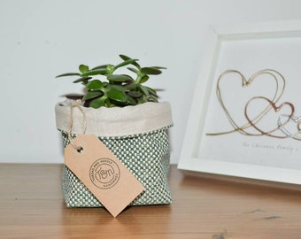 Small reversible fabric storage basket, woven basket