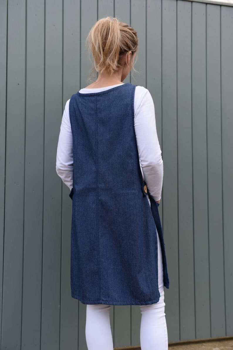 KIKU Denim Pinafore Tunic Apron Pinafore Apron /Dress Etsy