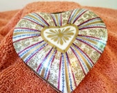 Hand Painted Porcelain Heart Shaped Hinged Trinket Box