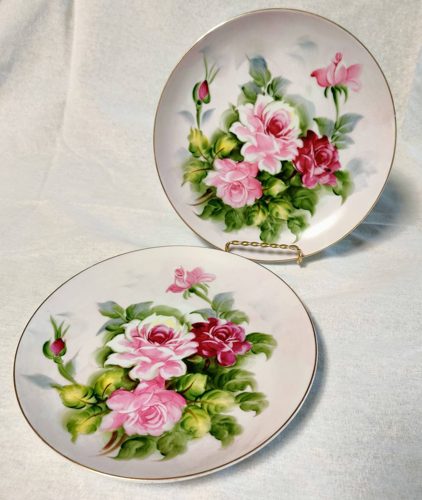 Lefton China Hand Painted 中皿5枚セット　バラの花柄 Lefton China Hand Painted 中皿5枚セット バラの花柄 Lefton