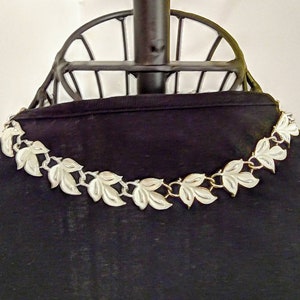 Signed Coro White Enamel Leaf Choker