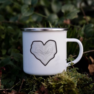 Tree Heart Camp Mug Personalized, Enamel Mug Camping Mug, Hiking Gifts for Women, Outdoorsy Mens Gifts, Adventure Mug, Scouting Gifts, Best